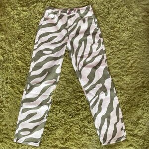 SHEIN Green and White Striped Pants